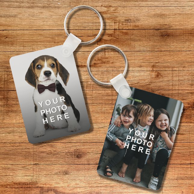 Simple 2-Photo Double-Sided Keychain (Front and back)