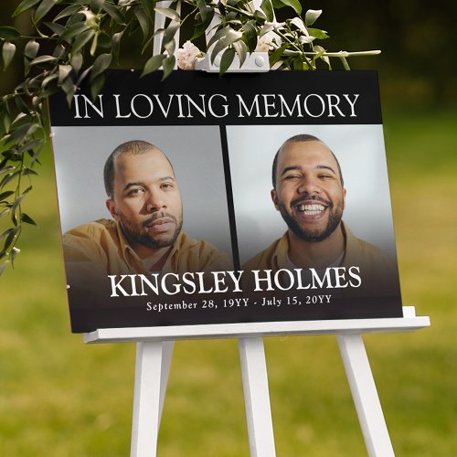 Simple 2 Photo Memorial Funeral Remembrance   Foam Board