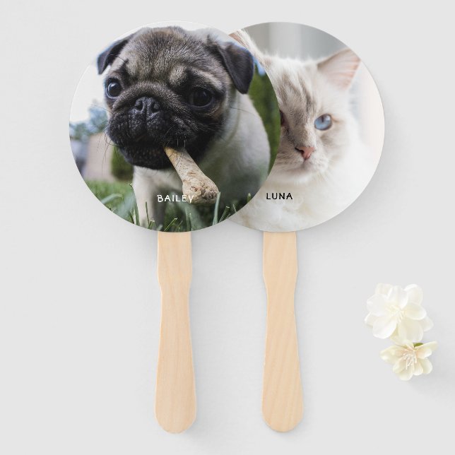 Simple 2 Photo Personalized Hand Fan (Front and Back)