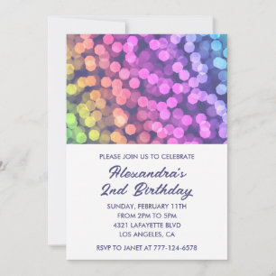 Simple 2nd birthday invitations Confetti Rainbow