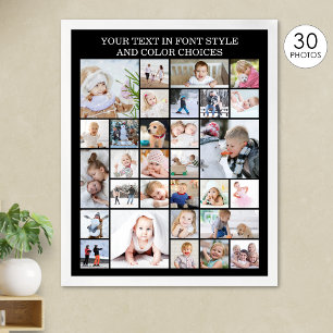 Simple 30 Photo Collage Custom Color and Text Poster