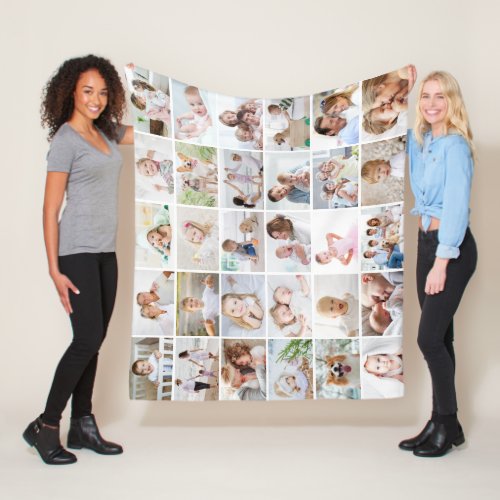 Simple 30 Photo Collage Fleece Blanket
