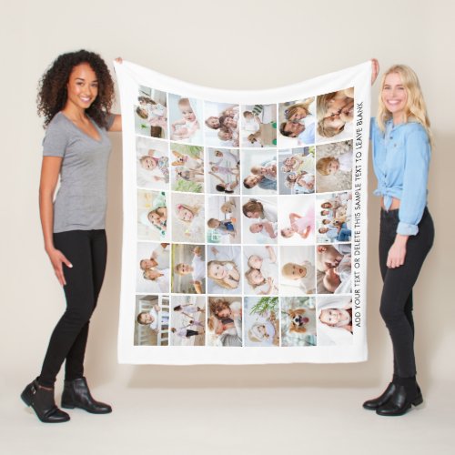 Simple 30 Photo Collage Personalized Fleece Blanket