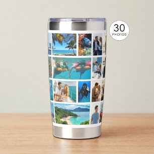 Simple 30 Photo Collage Water Bottle Insulated Tumbler