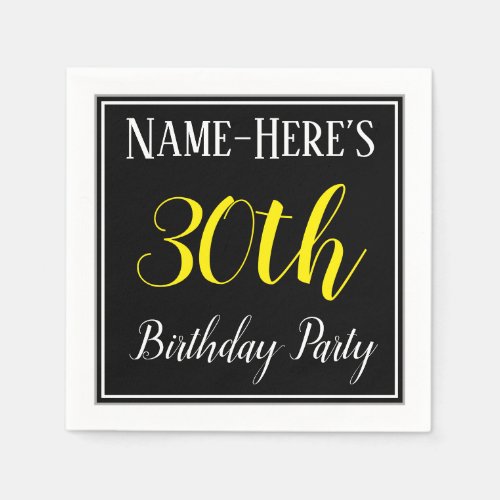 Simple 30th Birthday Party w Custom Name Paper Napkins