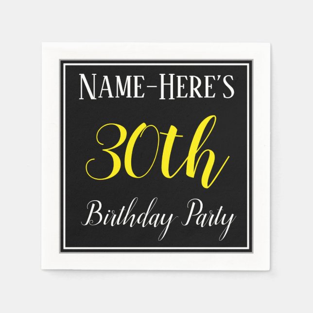 Simple, 30th Birthday Party w/ Custom Name Paper Napkins (Front)