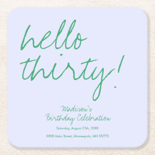 Simple 30th Birthday Square Paper Coaster
