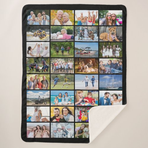 Simple 32 Rectangle Photo Collage Custom Color Sherpa Blanket