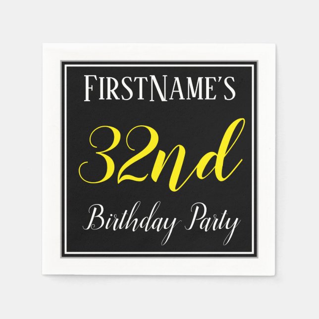 Simple, 32nd Birthday Party w/ Custom Name Napkins (Front)