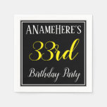 [ Thumbnail: Simple, 33rd Birthday Party W/ Custom Name Napkin ]