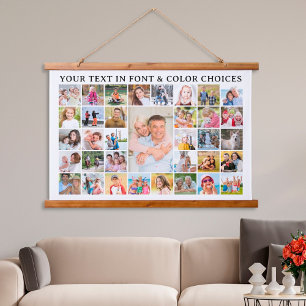 Simple 35 Photo Collage Custom Personalized Hanging Tapestry