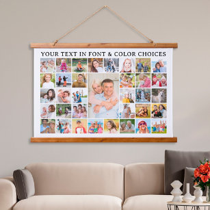 Simple 35 Photo Collage Custom Personalized Hanging Tapestry