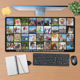 Simple 36 Photo Collage Custom Color Personalized Desk Mat