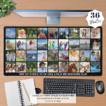Simple 36 Photo Collage Custom Color Personalized Desk Mat<br><div class="desc">Create your own custom color photo desk mat utilizing this easy-to-upload photo collage template featuring 36 square pictures of various shapes and sizes and personalized with a name, monogram or text in your choice of font styles and color. You can delete the sample text to leave blank and choose your...</div>
