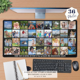 Simple 36 Photo Collage Custom Color Personalized Desk Mat