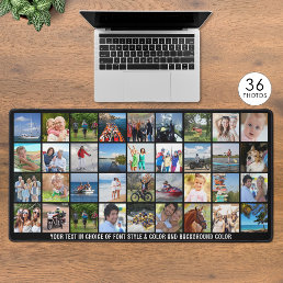 Simple 36 Photo Collage Custom Color Personalized Desk Mat