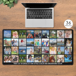 Simple 36 Photo Collage Custom Color Personalized Desk Mat