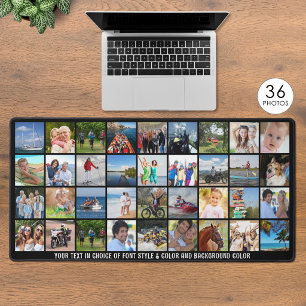 Simple 36 Photo Collage Custom Color Personalized Desk Mat