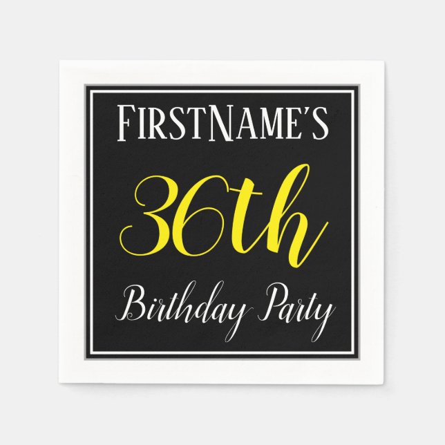 Simple, 36th Birthday Party w/ Custom Name Napkins (Front)