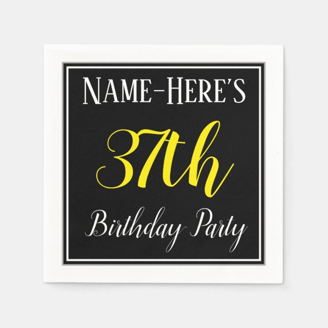 Simple, 37th Birthday Party w/ Custom Name Napkins (Front)