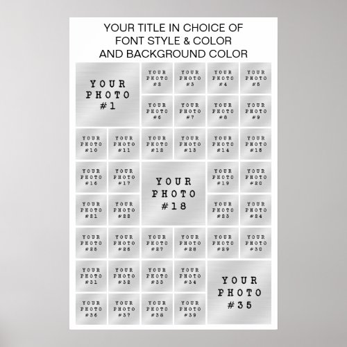 Simple 39 Photo Collage Custom Color and Text Poster