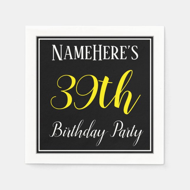 Simple, 39th Birthday Party w/ Custom Name Napkins (Front)