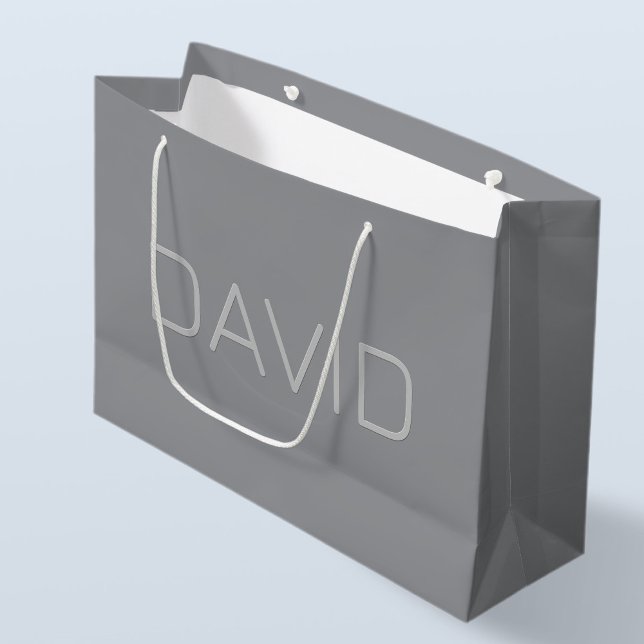 Simple 3 Dimensional Looking Text | Gray Large Gift Bag (Creator Uploaded)