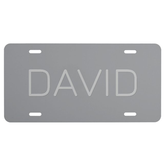 Simple 3 Dimensional Looking Text | Gray License Plate (Front)