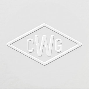 Simple 3 Initial Letter Monogram #1 Diamond Frame Embosser