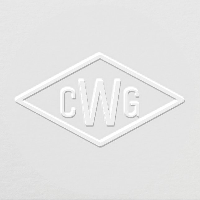 Simple 3 Initial Letter Monogram #1 Diamond Frame Embosser (Design)