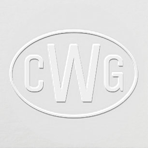 Simple 3 Initial Letter Monogram #1 Oval Frame Embosser