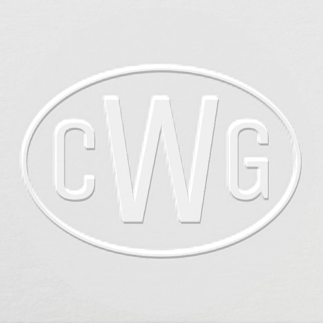 Simple 3 Initial Letter Monogram #1 Oval Frame Embosser (Design)