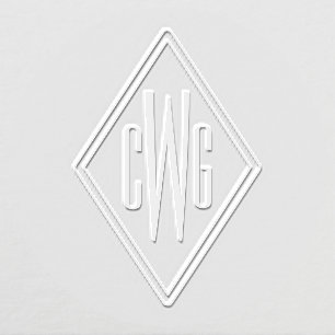 Simple 3 Initial Letter Monogram #5 Diamond Frame Embosser