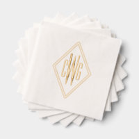 Simple 3 Initial Letter Monogram #5 Diamond Frame