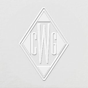 Simple 3 Initial Letter Monogram #5D Diamond Frame Embosser