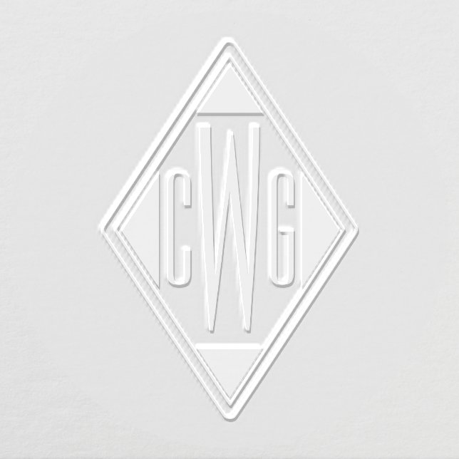 Simple 3 Initial Letter Monogram #5D Diamond Frame Embosser (Design)