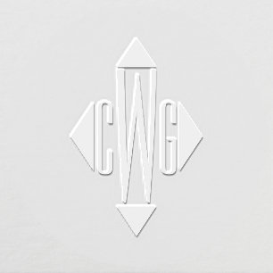 Simple 3 Initial Letter Monogram #5D Diamond Shape Embosser