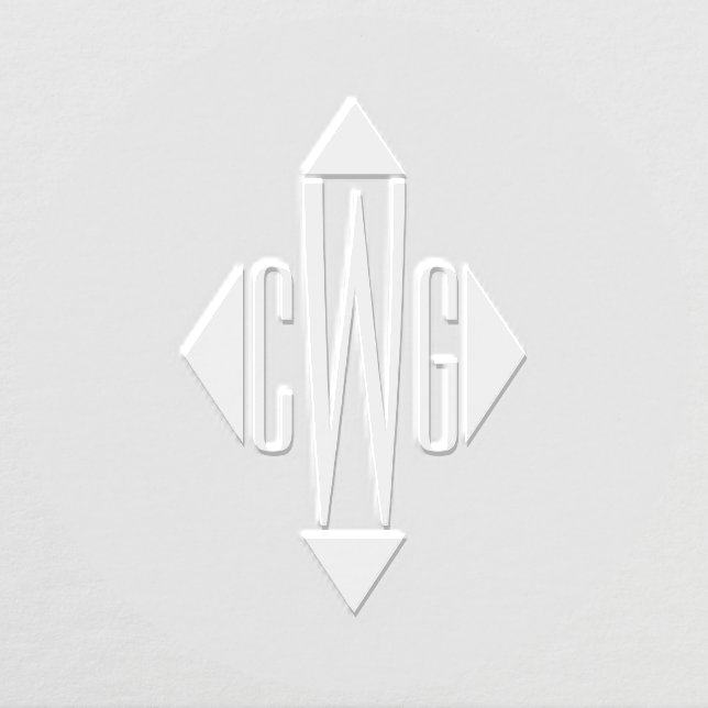 Simple 3 Initial Letter Monogram #5D Diamond Shape Embosser (Design)