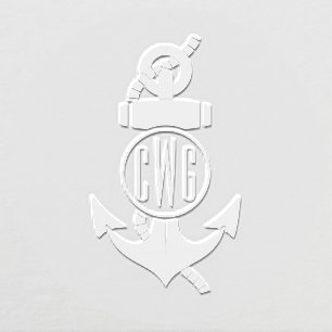 Simple 3 Initial Letter Monogram #6D Anchor #2 Embosser