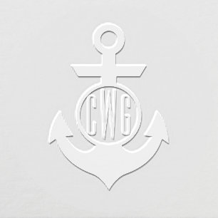 Simple 3 Initial Letter Monogram #6D Anchor Frame Embosser