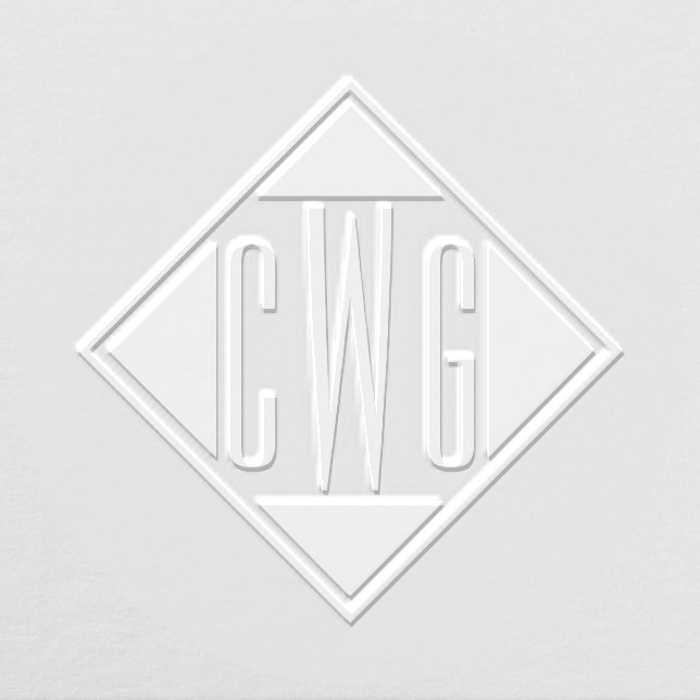 Simple 3 Initial Letter Monogram #6D Diamond Frame Embosser (Design)