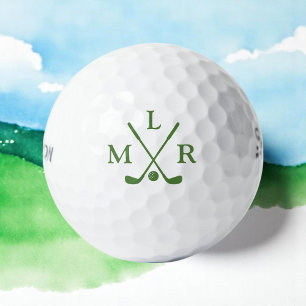 Simple 3 Initial Letters Green Monogram Golf Balls