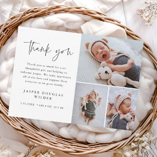 Simple 3 Photo Baby Thank You Card