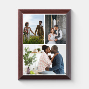 Simple 3 Photo Collage Award Plaque