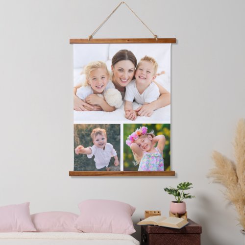 Simple 3 Photo Collage Hanging Tapestry