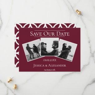 Simple 3 Photo Collage   Wine Red Save The Date