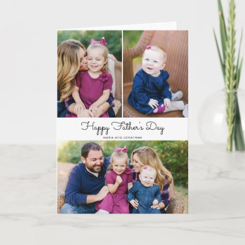 Simple 3 Photo Fathers Day Holiday Card