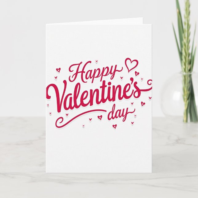 Simple 3D Hearts Valentines Day Card (Front)