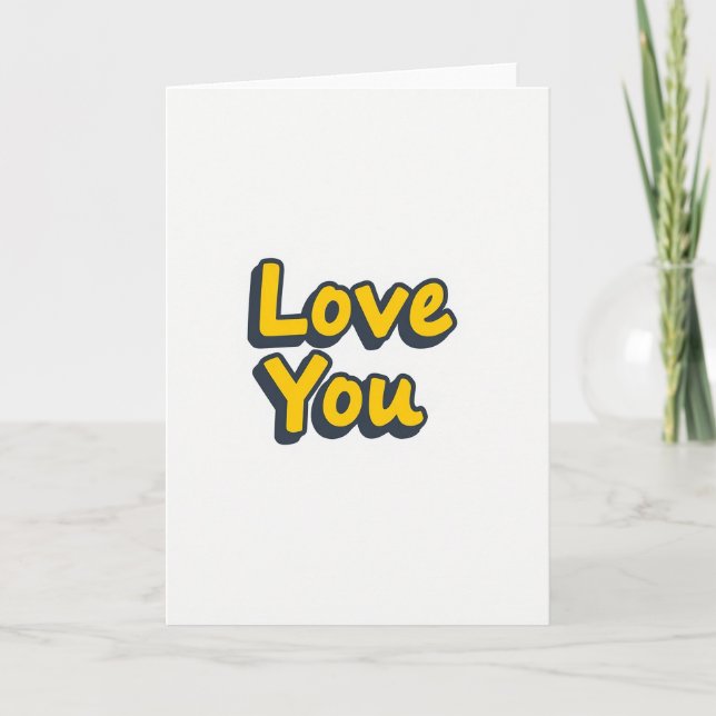Simple 3D Love You Text Card (Front)