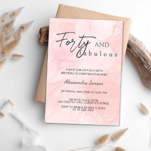 Simple 40 & Fabulous Rose Gold 40th Birthday Invitation